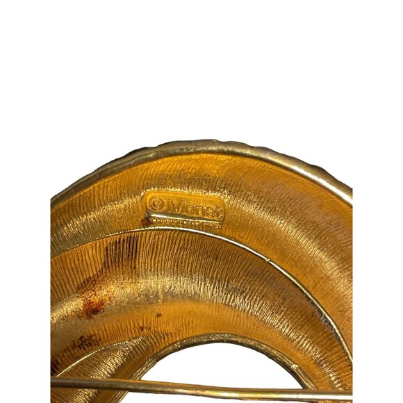 Vintage Monet Gold-Tone Crescent Moon Brooch Pin - Picture 3 of 5